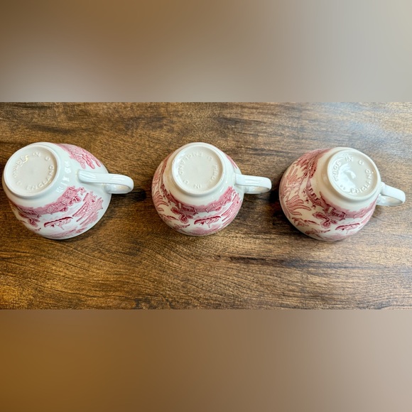 VTG Set of 6 Churchill Pink Willow Teacups with Saucers - Picture 4 of 13